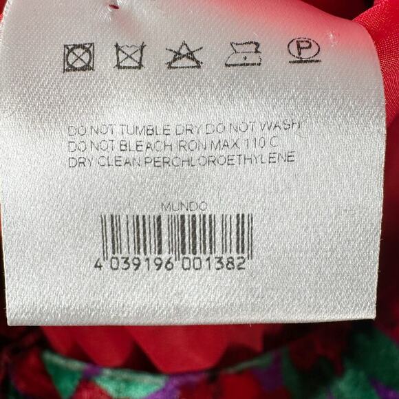 MAGDA BUTRYM Mundo Ruched Floral Velvet Mini Dress Red Multi Size US 6 - Picture 7 of 15